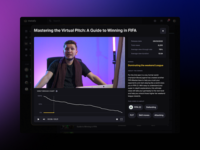 Metafy - Video stats modal analytics gaming metrics modal product design stats streaming ui ux video web design