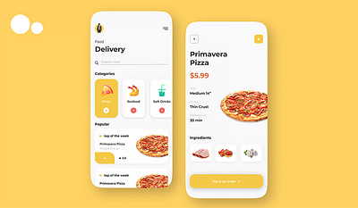 Fast Food Delivery Mobile App Design app assets branding delivery design fast food illustration mobile pizza theuxbench typography ui ux vector yellow
