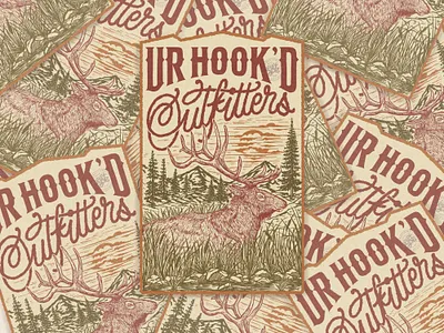 Ur Hook'd Outfitters branding company brand logo company branding company logo deer design graphic design illustration logo outdoors typeface wild