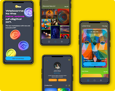 NFT Marketplace App - Moon branding design graphic design illustration logo nft product design ui ui design ux visual design