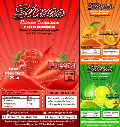 Súnvao | Marca de Refresco en Polvo Cubana. branding cuba design etiquetas hc aldazabal refresco en polvo