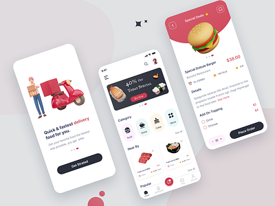 Food Delivery Mobile App Design delivery design eat eating food food and drink food app food delivery food delivery app food delivery application food design food order illustration interface landing page mobile mobile app ui ux website design