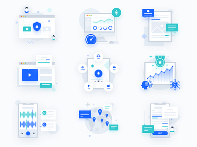 AssemblyAI Illustrations accelerator ai app artificial intelligence branding card dash board icon illustration ipad phone rocket saas saas website ux video web website