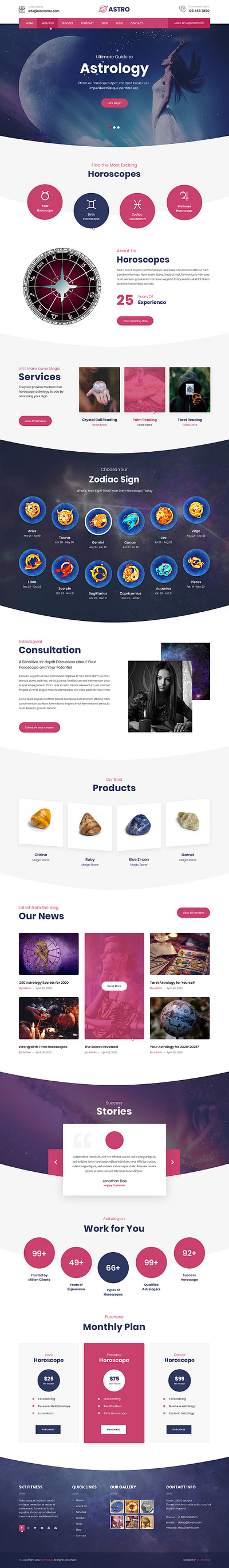 SKT Horoscope - Psychic Reader WordPress Theme occult website template