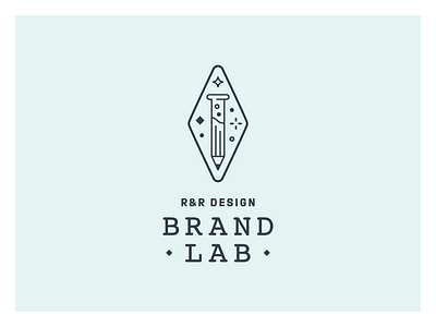 R&R Brand Lab badge brand branding design experiment identity illustration lab line art logo pattern pencil science sparkle test tube typography vial webinar