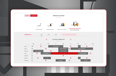 Industry - Material Handling Rental aurélie dassonville availabilities book a slot booking booking system calendar calendar design cards design cart cities conciergerie greyscale handling icons set industry pixeloscopia red rental reservation