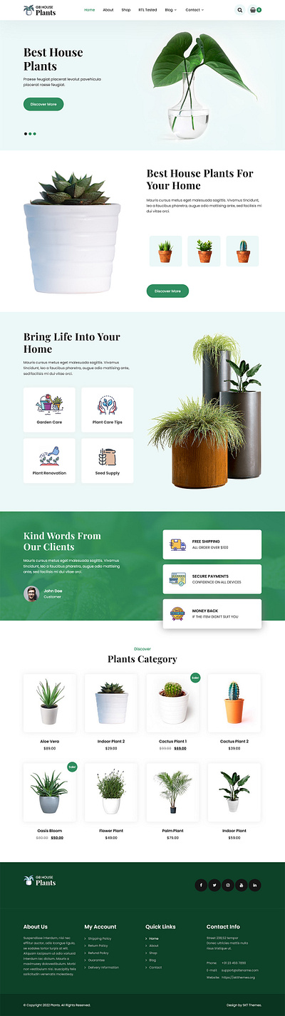 SKT Plants - Free Houseplants WordPress Theme herbal shop wp template