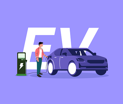 EV Charging station footer illustration graphic design illustration ui