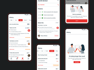 Pathao - Order History app app ui cards ui history information architecture interface listing order product design rating status timeline ui ui design user ux design