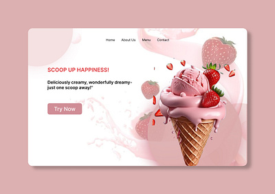 Landing page design for an ice cream shop website animation branding design e commerce application ui uiux