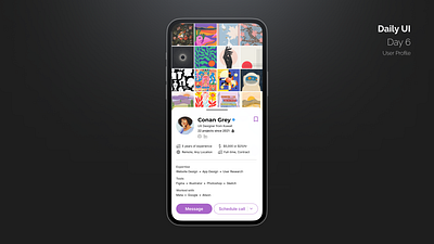 User profile for a job/gig platform app dailyui design illustration profile ui user profile