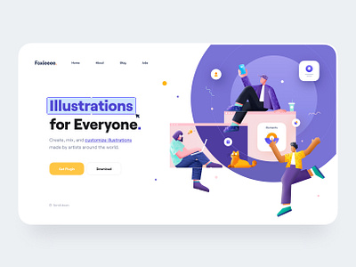 Creative Team Illustration browser cat devices elements illustration illustrator interface landing page laptop man mobile team ui ui design ux ux design woman work working workplace