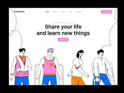 Dloras Base Social Media App batix clean design home page illustration minimal minimal page network share social media social media app social network social network app ui ui ux web web design web site website