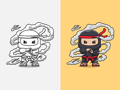 #CatalystTutorial Ninja🥷🏻 belt boy character cloud cute icon illustration logo male mask ninja shoes sketch smoke step by step sword tutorial warrior