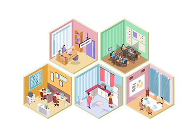 Call Center Isometric Rooms 3d assistance call center helpdesk helpline hotline illustration interior isometric isometry office operator people person room support vector web website