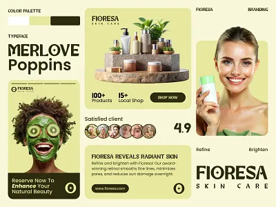 Floresa Skin Care Branding app design beauty beauty brand beauty brand identity bodycare brand design branding care cosmetic store logo marketing minimal online shop product design skin startup techwitpro ui visual identity women
