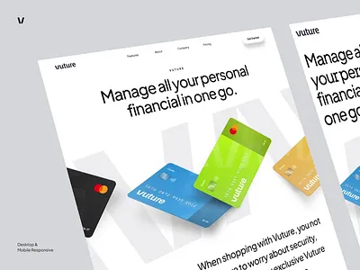 VUTURE - Website Landing Page Responsive agency atm card brand branding card esign credit card design finance graphic design homepage landingpage logo mockup responsive slabpixel ui ux web design website