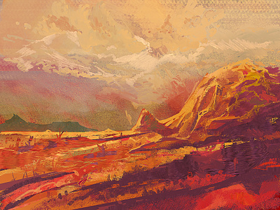 Mountains desert illustration landscape mountain painting sand texture