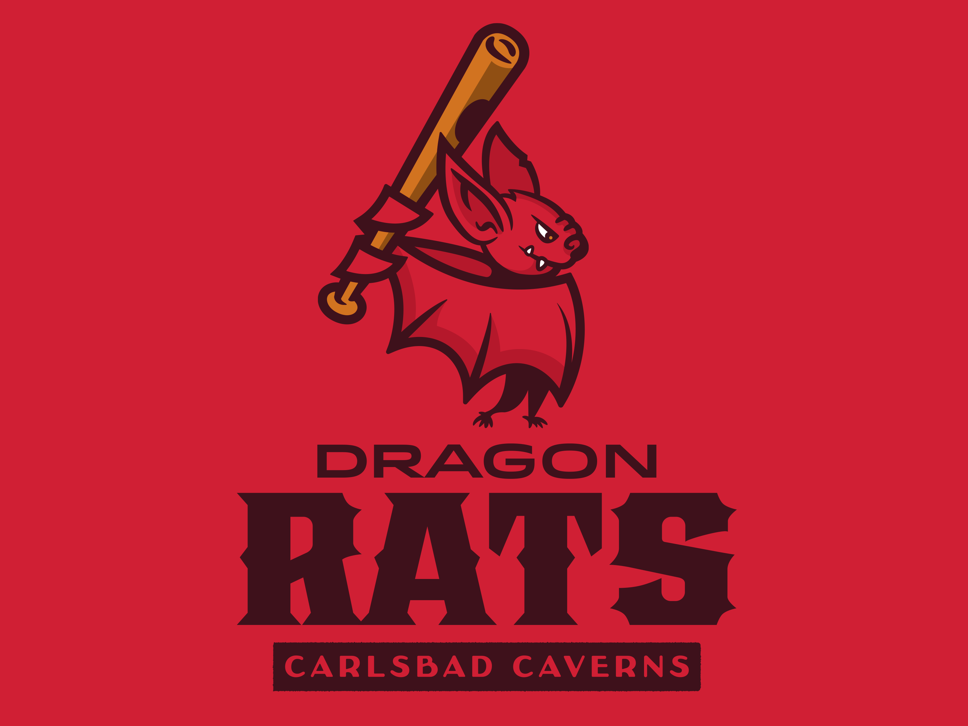Dragon Rats - Carlsbad Caverns National Park baseball bats branding dragon dragon rats national park national park service park rats sports logo