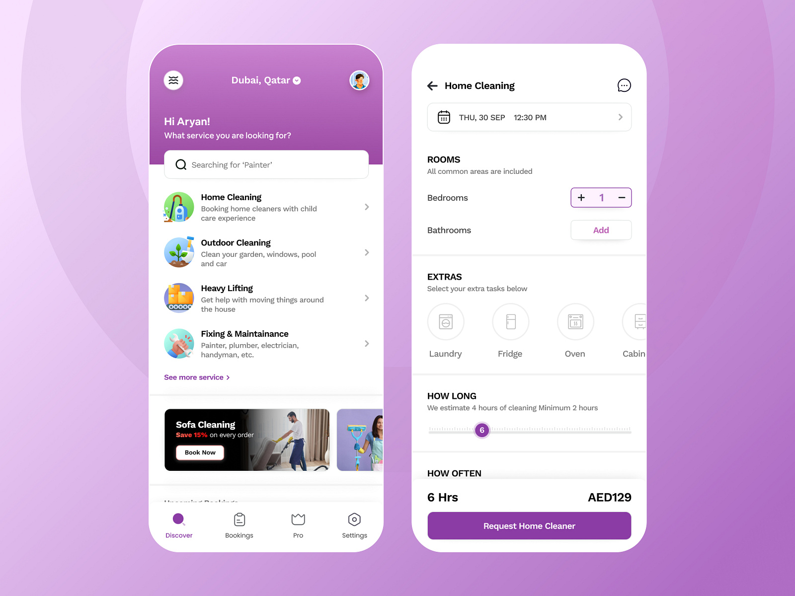 On Demand Services App UI by Mahima Mahajan for Appening on Dribbble