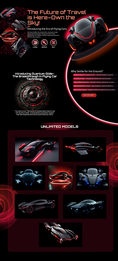 Sky-Nova a futuristic flying car selling company graphic design ui