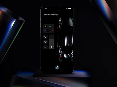 Virtual Assistant - Car Control - Product Design 3d 3d animation air conditioner animation artificial intelligence car car app car control car control app dark mobile mobile app product design remote control sphere turn on vehicle virtual assistant voice assistant