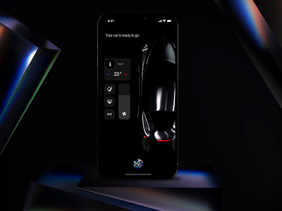 Virtual Assistant - Car Control - Product Design 3d 3d animation air conditioner animation artificial intelligence car car app car control dark mobile mobile app product design remote control sphere turn on ui ux vehicle virtual assistant voice assistant