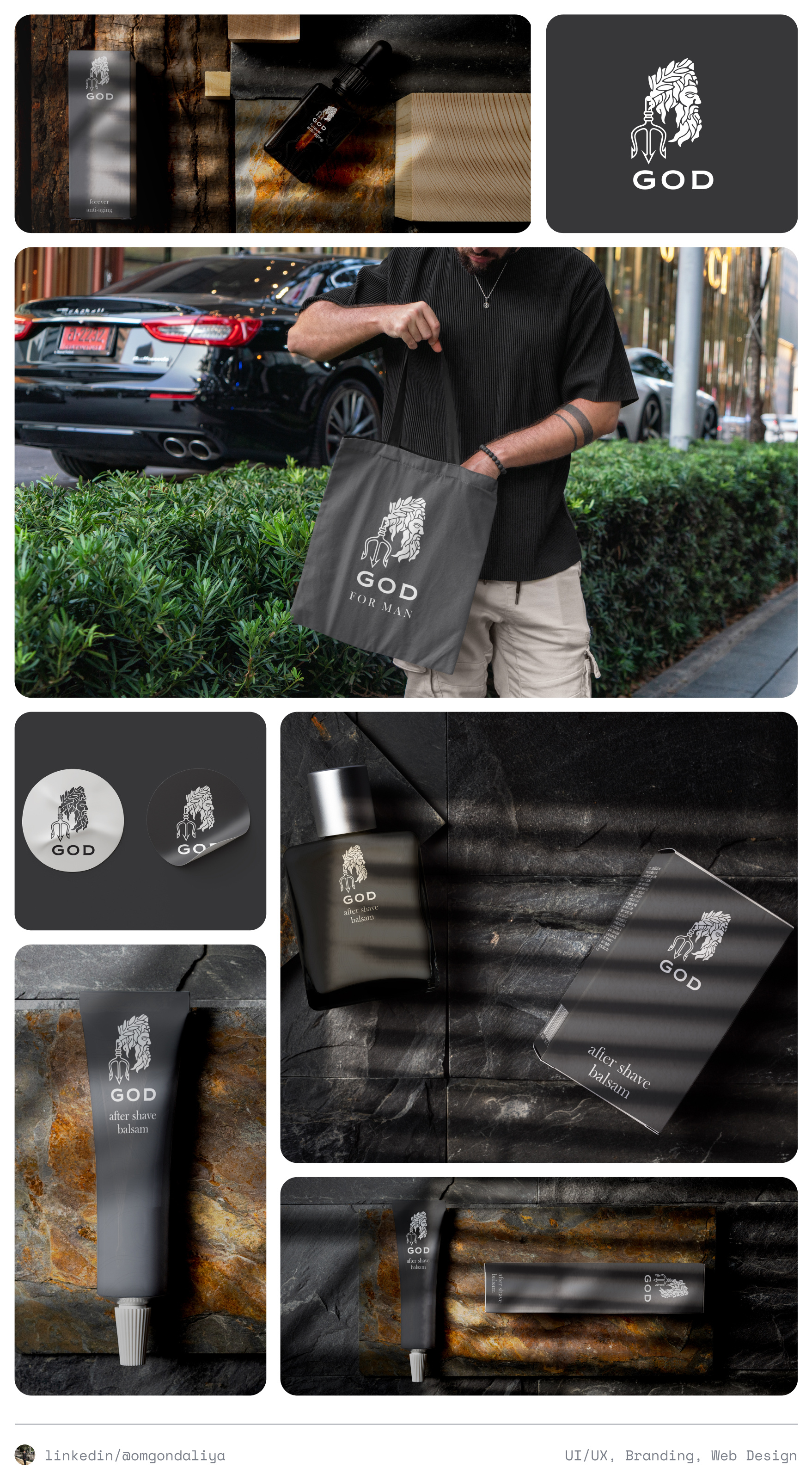 GOD (FOR MAN) – A Brand Built for Strength & Confidence 3d appdesign brand identity branding cleandesign design digitaldesign figmadesign graphic design illustration logo man mockup moderndesign ui