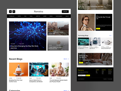 Narratica - Blog Landing Page UI author blog blog landing page blog website blogger creative design food blog lifestyle blog personal blog travel blog ui user experience design user interface design ux web design website design website ui writer