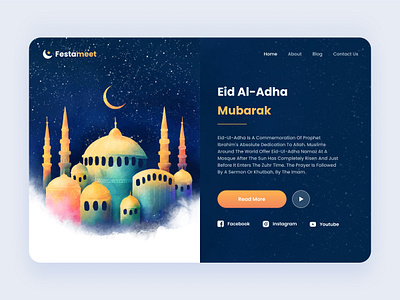 Eid Al Adha Landing Page Design celebration colorfull dark design eid festival figma illustration landing page logo offer sell theme ui ux vector web website