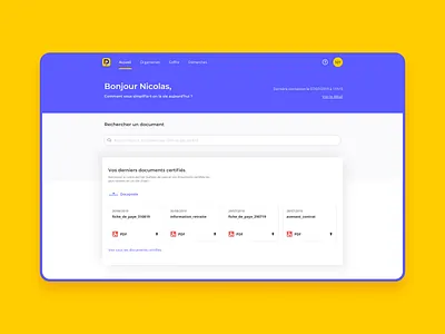 Digiposte Home administration application cloud desktop documents drive files homepage laposte postal product service storage ui ux web webdesign