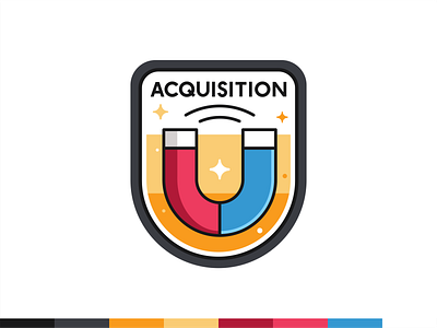 Acquisition badge achivements acquisition badge branding design graphic design icon icon set iconography illustration logo magnet patch star sticker typo vector