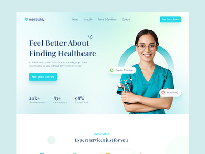 Medibuddy Website blue design doctor green healthcare hospital landing page medical medicine mobile responsive mobileappdesigns ui