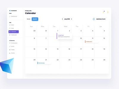 Freshmarket Calendar UI blue calendar celebration dashboard dashboard design design email event figma icon inbox light dashboard logo month ui ux vector web application web development white dashboard