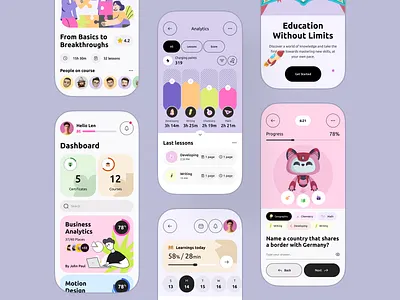 Education App Concept college e learning education learning learning platform mobile app online class online course online education school ui university ux