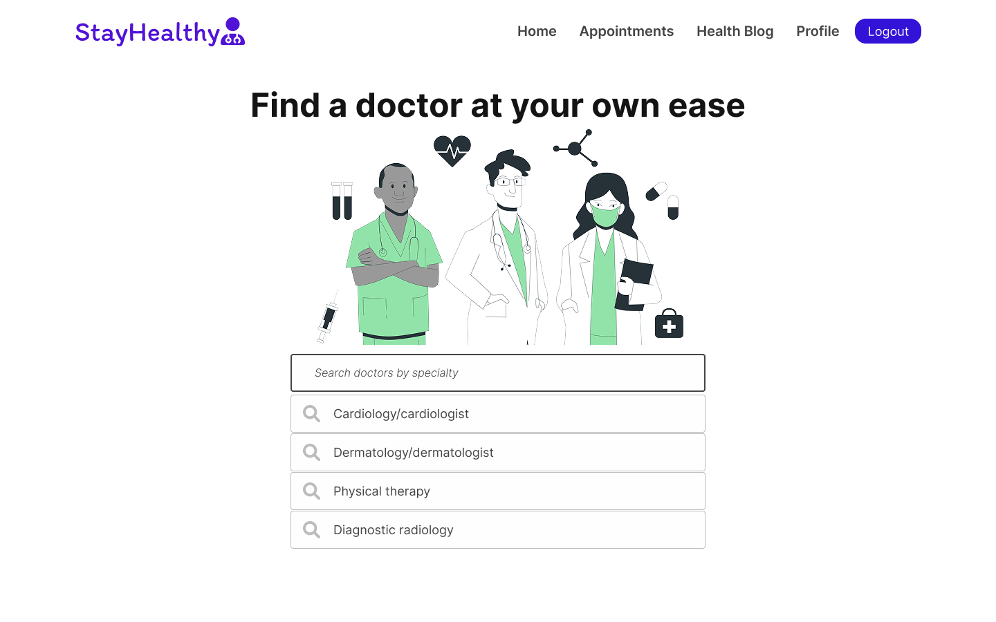 StayHealthy front-end website front end website