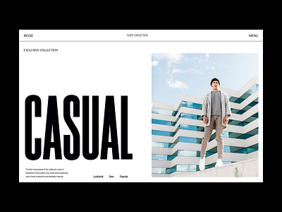Casuals branding design fashion grid header minimal shop typography ui ux web
