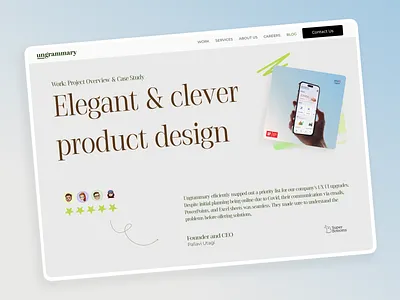 Project Showcase & Testimonial case study font pairing hero section landing page testimonial typography uiux ux ui visual design web design website design