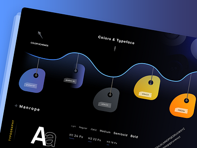 Colors & Typeface aa text brand branding curve wave statistics graphics custom arroxws custom patterns gradients dark blue sea ui ux design style button dribbble presentation mockup graphic design heading txt h1 h2 h3 icons set icon designer illustration illustrator ai photoshop psd ropes screws bullets senior designer sticky tape ui ux designer