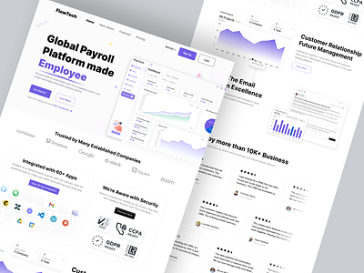 Flowtech- Smart CRM Landing page Design admin panel b2b clean crm platform design erp graphs homepage illustration landingpage minimalist modern crm page l product landing page promo landing page saas landing page smarthome ui design web design website design