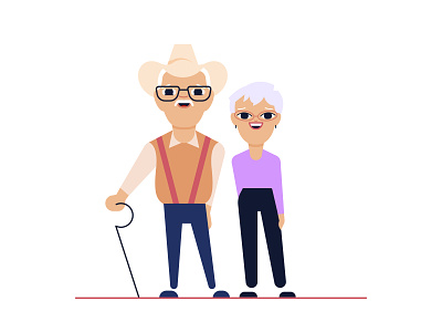 Grandfather&Grandmother branding character characters design design elderly people flat style grandfather grandmother illustration man pensioners ranch vector woman