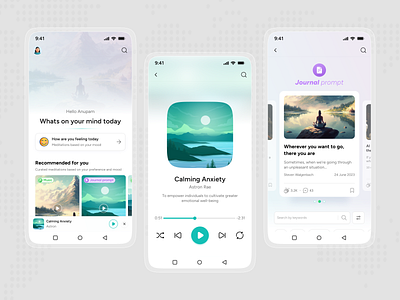 Wellness and Mindfullness App UI UX Design app app design design health illustration inspiration mindfullness ui user interface ux website wellness