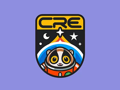 Customer Reliability Engineering cute character animal happy friendly joy logo illustration mascot nasa astro patch cute space slow loris stars planet badge