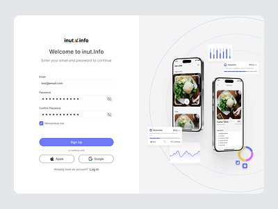 Log In & Sign Up ai tool camera tool charts dashboard health health app info light ui login register flow signup web application webapp