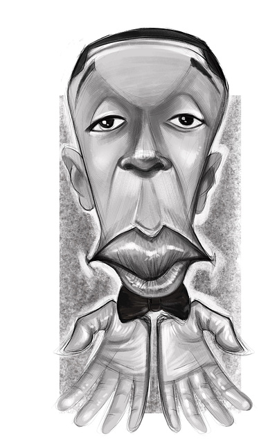 Khaby Lame caricature blackewhite caricature cartoon digital art digital illustration drawing illustration painting portrait procreate sketch