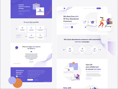 Cart Lift Landing Page abandoned cart automated clean creative email interface landing page landing page design landingpage lost sales recover relax ui design website website concept