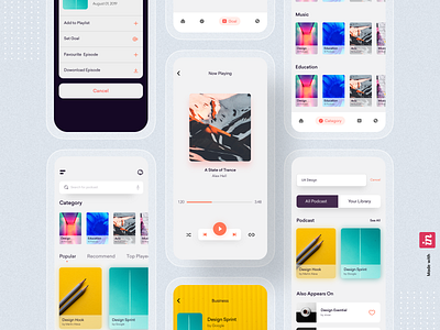 Podcast App app app design application case study clean ui design illustration ios minimal mobile mobile app mobile app design music app podcast podcast app podcasting streaming app typography ui uiux