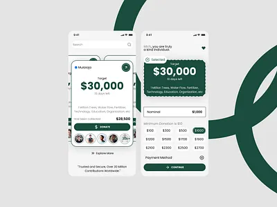 DONATE - APPLICATION app app design branding cleandesign crowdfunding crowdfunding campaign design design mobile donate exploration figma fundraising graphic design mobile nonprofit simpleddesign transaction ui uidesign uiuxdesign
