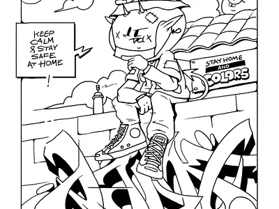 #stayhomeandcolors cartoon character devil graffiti