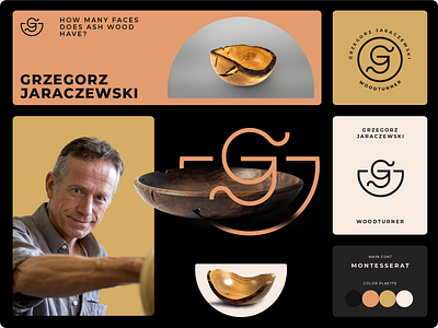 Grzegorz Jaraczewski Woodturner - Visual Identity band guideline bowl brand brand identity branding creator graphic design identity inentity design jaraczewski line logo logo design monogram spin style guide visual branding wood woodturer woodturning